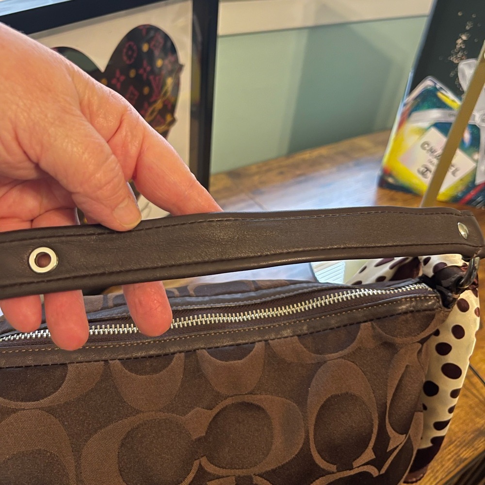 Coach Brown Signature Hobo Shoulder Bag with Scarf Accent - Picture 4 of 9